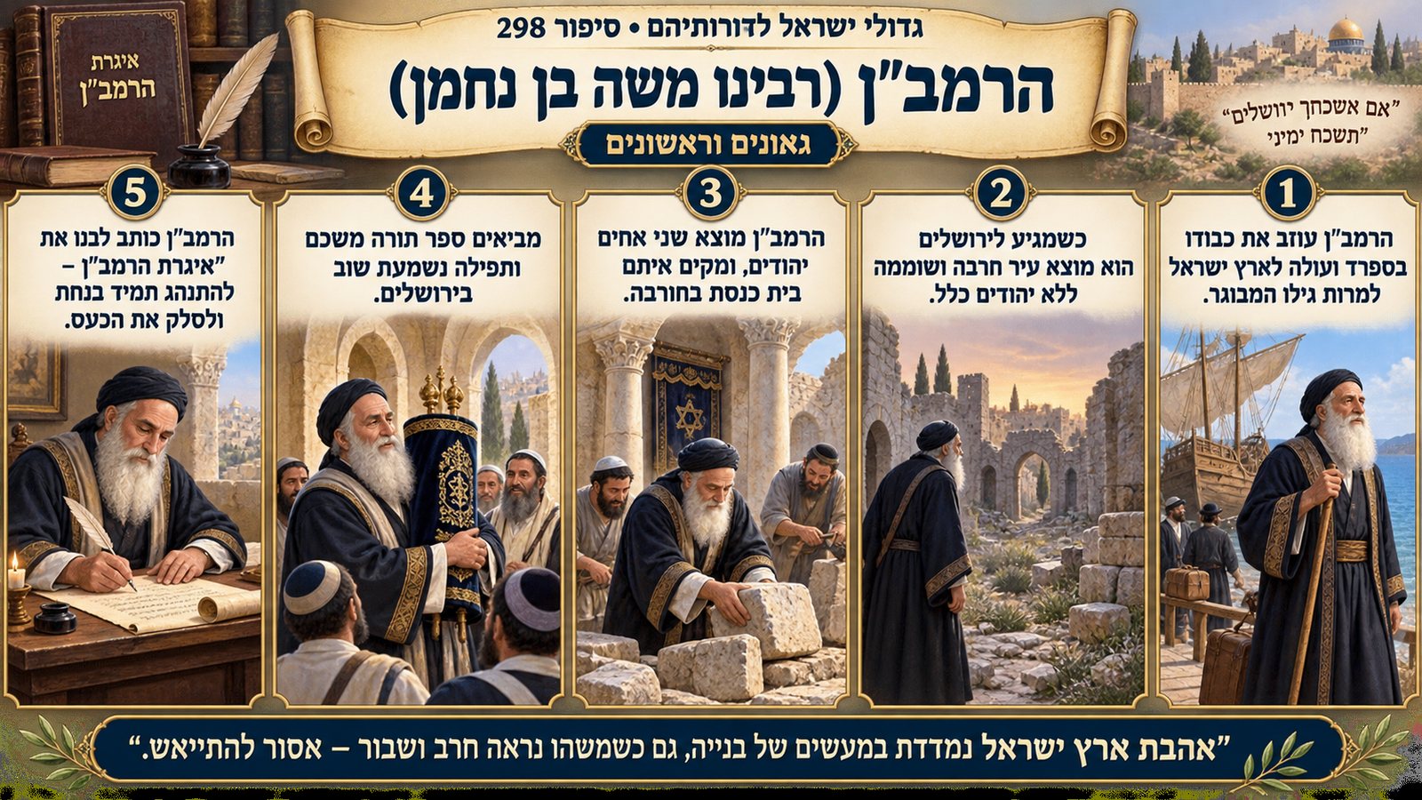 תמונת סיכום — גאונים וראשונים: הרמב"ן (רבינו משה בן נחמן)